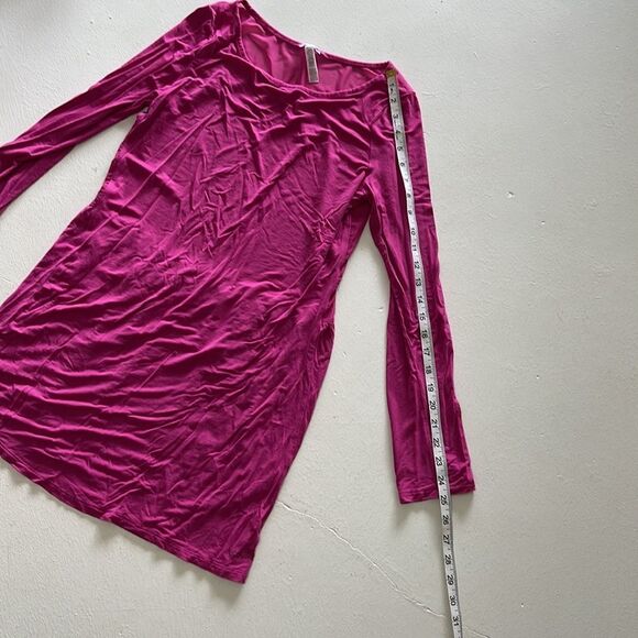 BCBG Generation magenta fuchsia pink long sleeve scoop neck tunic dress small - Picture 7 of 9